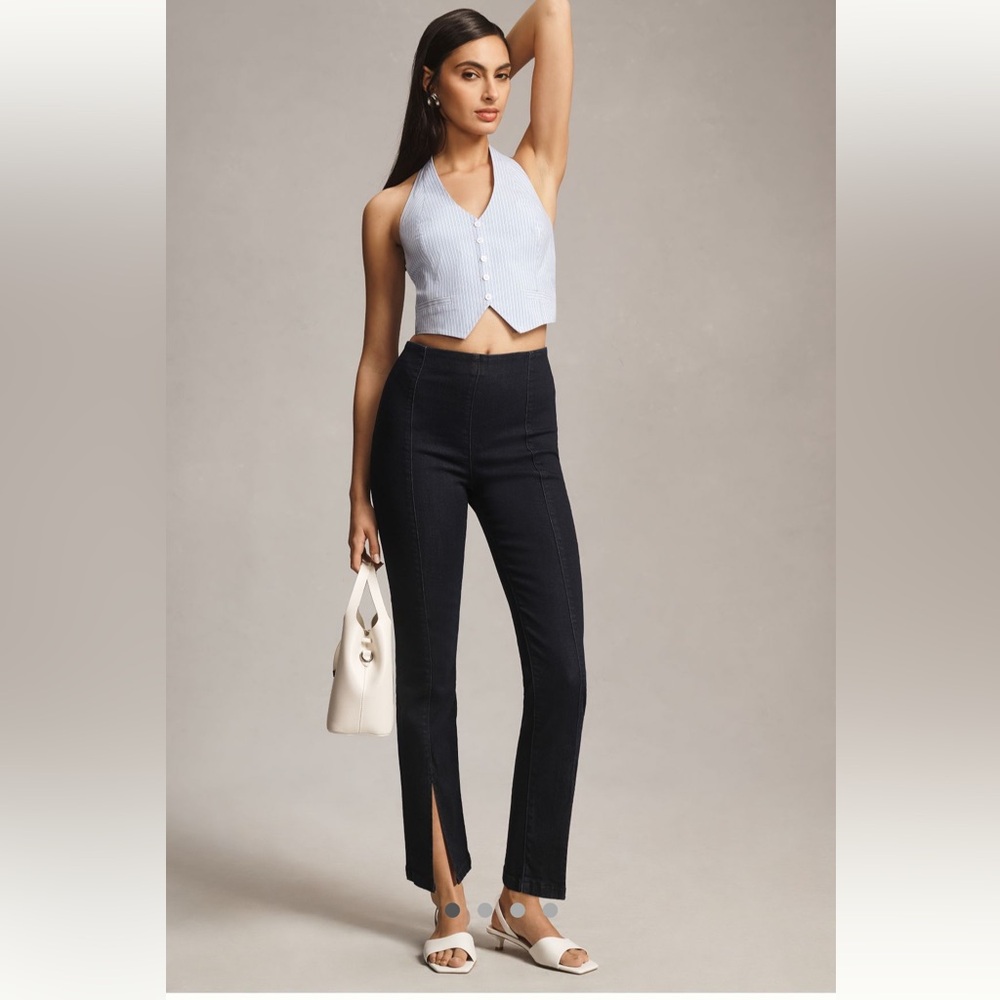 Maeve split front pull on straight leg Jean